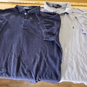 Lot of 2 Polo Ralph Lauren Short Sleeve Polo Shirts Cotton Large Blue Gray